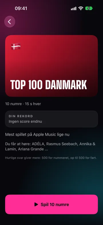 En pakkeside med beskrivelse og din rekord