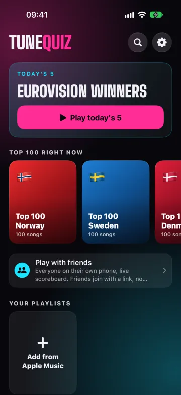 The home screen with Today's 5 and the shelves of packs