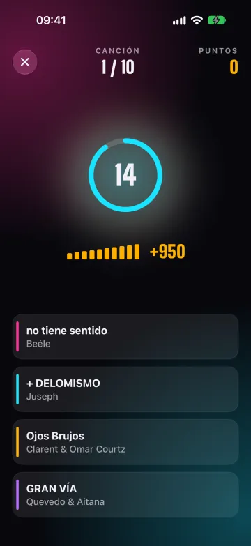 Tunequiz en iPhone: una canción suena con el reloj de 15 segundos y cuatro respuestas