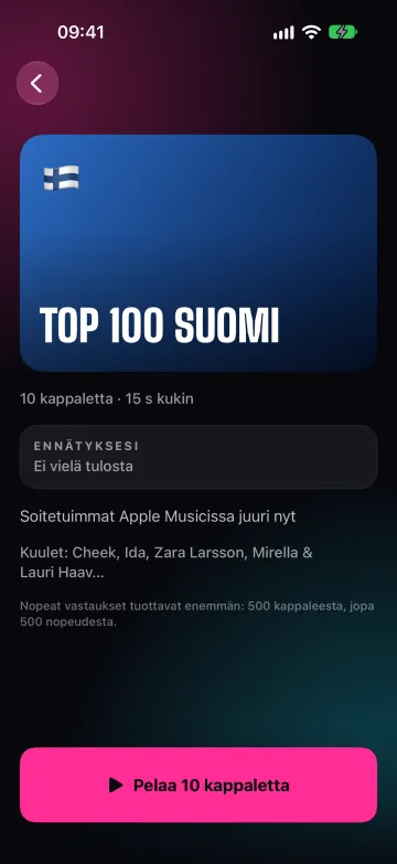 Pakettisivu, jossa kuvaus ja ennätyksesi