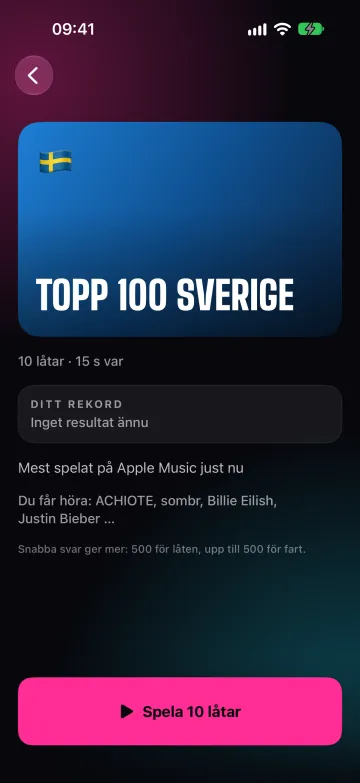 En paketsida med beskrivning och ditt rekord